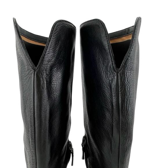 Johnston & Murphy Black Leather Knee-High Boots – Sleek Toe, V-Cut, Size 7M - Picture 4 of 13